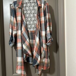 Natural Reflections Plaid Drape Shirt - XL Crochet